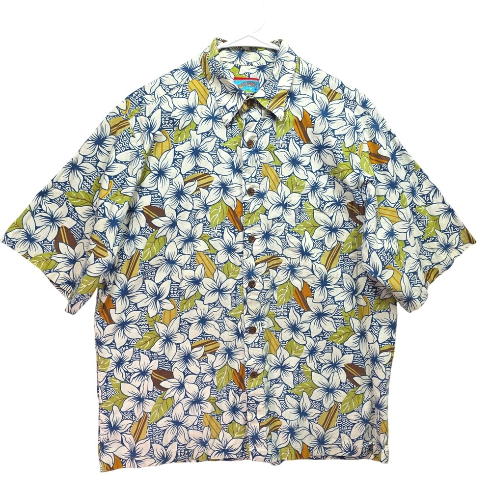 Reyn Spooner x Joe Kealohas Mens Hawaiian Shirt Floral Surfboard Sz M Tropical